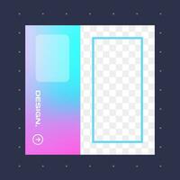 Colorful square gradient background. Social media frame vector illustration.