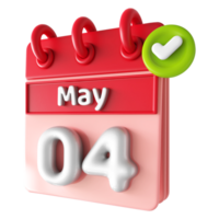 May 4th Calendar 3D With Check Mark Icon png