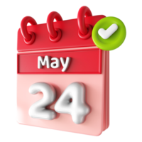 May 24th Calendar 3D With Check Mark Icon png