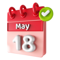 May 18th Calendar 3D With Check Mark Icon png