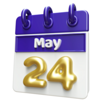 May 24th Calendar 3D Render png