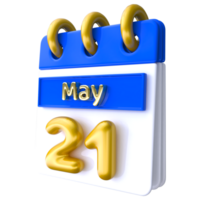 May 21st Calendar 3D Render png