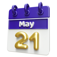 May 21st Calendar 3D Render png