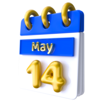 May 14th Calendar 3D Render png