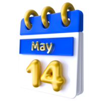 mayo 14to calendario 3d hacer png