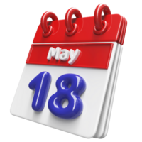 May 18th Calendar 3D Render png