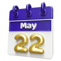 May 22nd Calendar 3D Render png