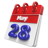 May 28th Calendar 3D Render png