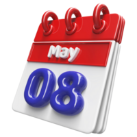 May 8th Calendar 3D Render png