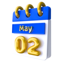 May 2nd Calendar 3D Render png