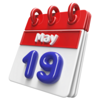 Maj 19:e kalender 3d framställa png