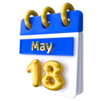 May 18th Calendar 3D Render png