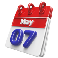 May 7th Calendar 3D Render png