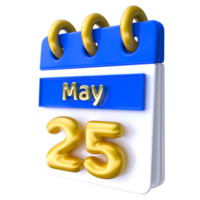 May 25th Calendar 3D Render png