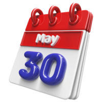 May 30th Calendar 3D Render png