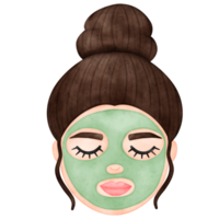 kvinna ansikte, ansiktsbehandling mask, spa, egenvård png