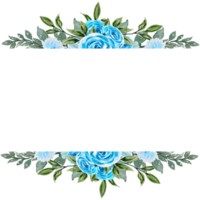 aguarela azul flores mão pintado quadro, Armação clipart png