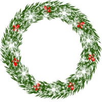 Christmas wreath border. Winter frame with snowflake clipart png