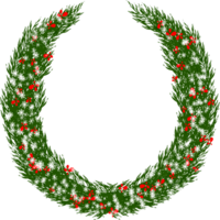 Christmas wreath clipart with snowflake and pine leaves png