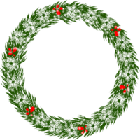 Christmas wreath border. Winter frame with snowflake clipart png