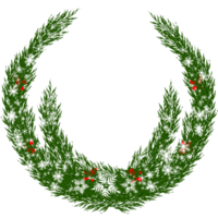 Christmas wreath clipart with snowflake and pine leaves png