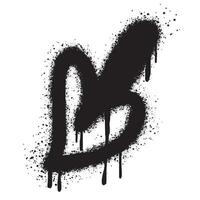 graffiti heart text sprayed in black over white. vector