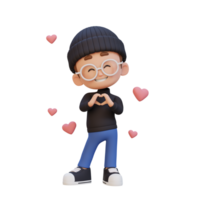 3D cute kid character in love png