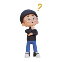 3D cute kid thinking clueless png