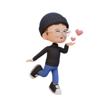 3D cute kid character in love png