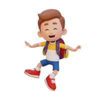 3D cute boy in jumping pose png