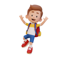 3D cute boy in jumping pose png