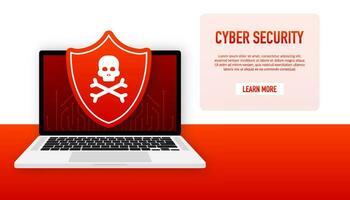 Cyber security vector logo with shield and check mark. Vector illustration