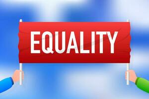 Protest equality realistic red table on blue background. Vector illustration