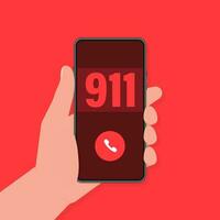 Phone, call icon, smartphone icon vector design. Smartphone hand 911 in flat style. Vector background.