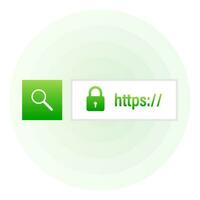 Secure of link green search system on white background. Vector illustration.