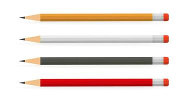 Lead pencils various length on white background. vector