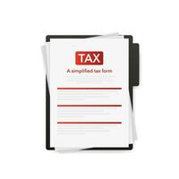 Tax form. Financial document and pen. Filling tax form. vector