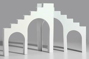 Abstract gray background with arched stairs, podium mockup photo