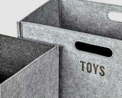 Gray felt boxes for storing toys with handles photo