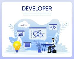 Developing people in flat style. Vector illustration