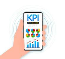 Flat icon with kpi for marketing design. Financial investment. Business data analysis vector