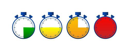 Set of simple timers on white background. Different time on timers. Vector illustration.