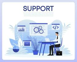 Support people. Call center, online customer support. vector