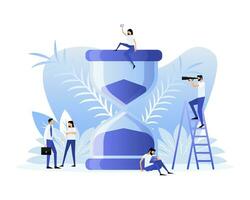 Timer sand glass people. Finance illustration. Illustration for concept design vector