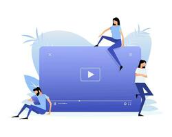 Banner with video people. Video frame icon vector