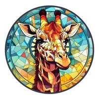 A giraffe in a stained glass window Illustration Design photo