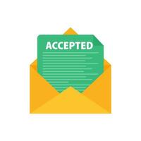 Letter with text accepted. Email with accepted header. Confirmation email message. vector