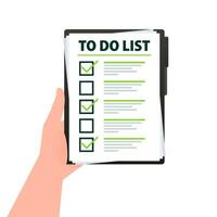 To do list clipboard. Check mark. Work planning or schedule. Vector illustration.