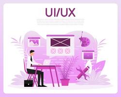 Web UI-UX design, web development. Digital industry. Vector illustration.