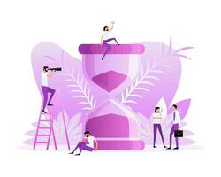 Timer sand glass people. Finance illustration. Illustration for concept design vector